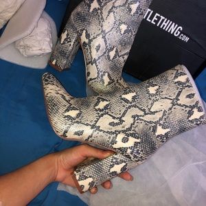 Pretty Little Thing snake booties in size 6